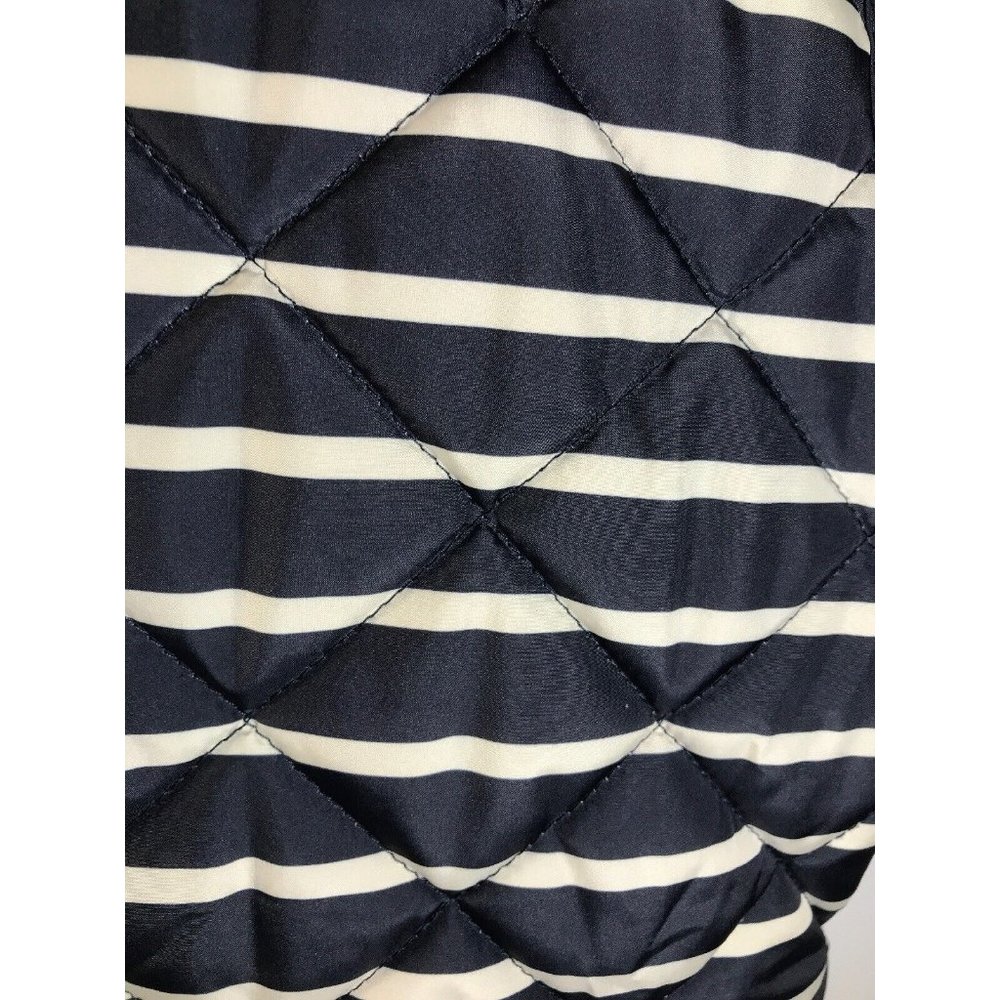 British Khaki Women's Medium Vest Blue Stripe Quilted Full Zip Philhobar Style - Picture 8 of 8